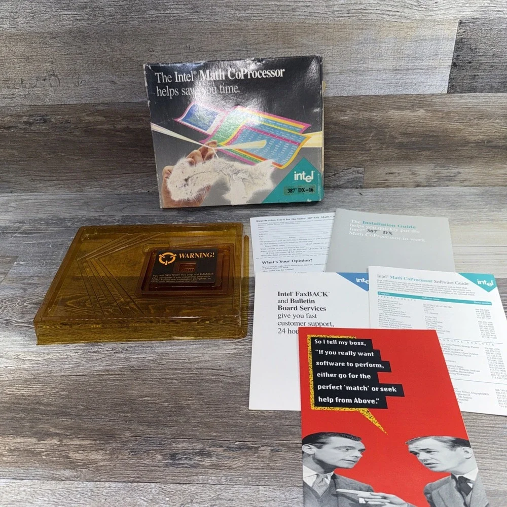 Vintage intel Math CoProcessor 387 DX-20 CIB 1989 A80387DX-20 SX105 / UNTESTED